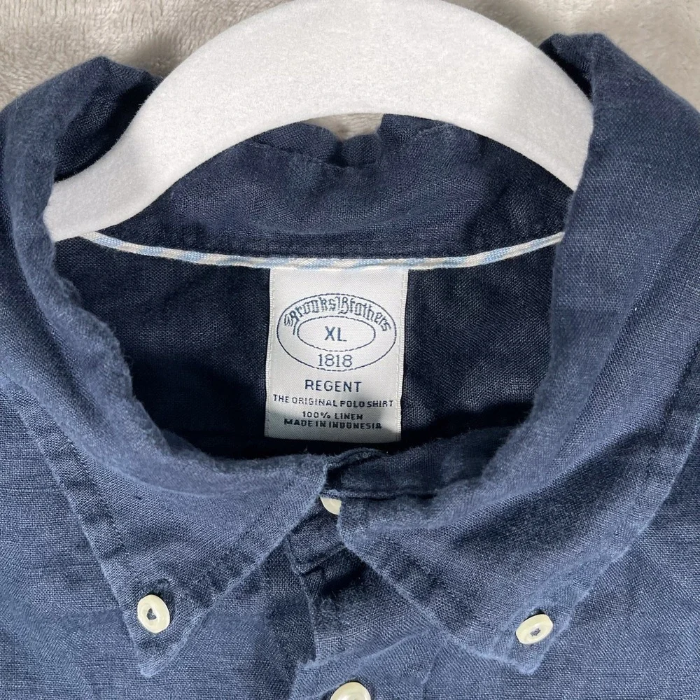 Brooks Brothers Men's Shirt Button Down 100% Linen Coastal Casual XL Blue